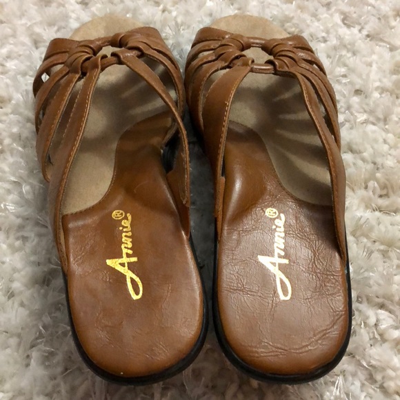 Neutral Comfortable Slip On Low Wedge Heel Sandals - Picture 3 of 5